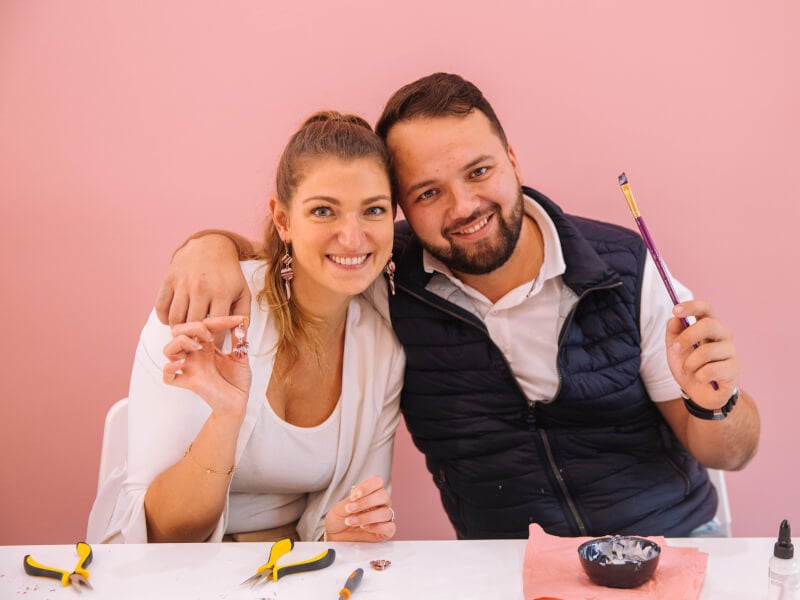 couple at jewellery making course